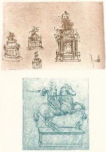 Dvě přípravné studie pro pomník Sforza, c1482-c1499 1883 od Leonardo da Vinci