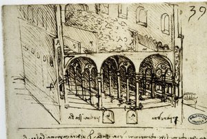 Urbanismus: architektonický plán (39) od Leonarda da Vinci (Leonardo da Vinci) - Knihovna Institut de France od Leonardo da Vinci