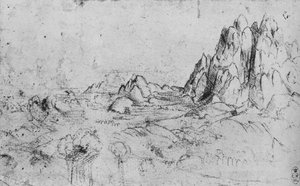 Pohled na pohoří, c1480 1945 od Leonardo da Vinci
