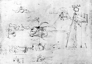 Návrhy zbraní, fol. 40v-a (pero a inkoust na papíře) od Leonardo da Vinci
