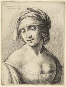 Žena se šátkem na hlavě od Leonardo da Vinci