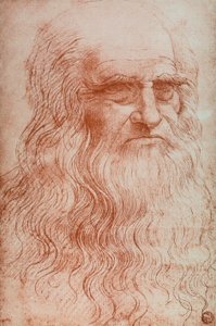 Portrét Leonarda da Vinci, kopie Autoportrétu Leonarda da Vinci, sangvinik, Galerie Accademia, Benátky od Leonardo da after Vinci