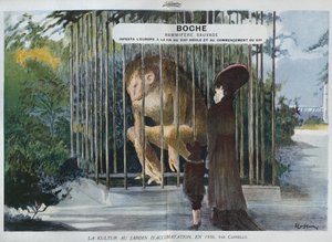 Boche, divoký savec, zamořená Evropa na přelomu 19. a 20. století, ilustrace z 