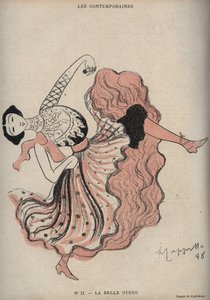 Portrét Caroline (La Belle) Otero (1868-1965), španělské tanečnice a kurtizány - kresba Leonetta Cappiella (1875-1942) v „The Rire““ z roku 1898 od Leonetto Cappiello