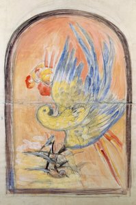 Přípravná kresba pro opěradlo židle ve stylu Art Deco pro salon Le Perroquet, kvaš od Leonetta Cappiella (1875-1942), Itálie, 20. století od Leonetto Cappiello