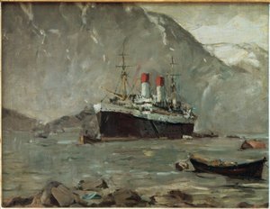 Osobní parník Hamburg-Süd v norském fjordu od Leonhard Sandrock