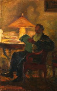 Lev Tolstoj s novinami“, 1901. od Leonid Osipovich Pasternak