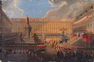 Odhalení pomníku rakouského císaře Františka I. 19. června 1846 na vídeňském Franzensplatz od Leopold Bucher