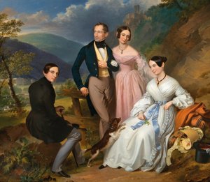 Rodinný portrét Leopolda Fertbauera před Weilburgem 1839
