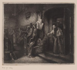 Interiér synagogy s věřícími od Leopold Flameng