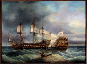 Námořní bitva mezi anglickým a francouzským malířstvím Leopold Le Guen (1828-1895) Brest 19. století, Muzeum výtvarných umění od Leopold Le Guen