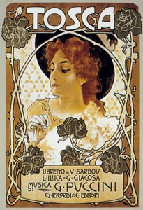 Obálka od Leopolda Metlicovitze partitury opery Tosca od Giacoma Pucciniho