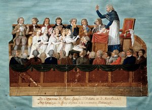 Francouzská revoluce: „“občané Paříže nabízející své šperky Národnímu shromáždění““ Illustration des Freres Lesueur (18. století). 1792-1795. Paříž, muzeum Carnavalet - Anglická revoluce - Občané Paříže darovali své šperky Nati od Lesueur Brothers