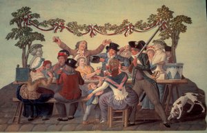 Francouzská revoluce z roku 1789: „Republikánské jídlo“. Gouache des freres Lesueur (18. století) od Lesueur Brothers