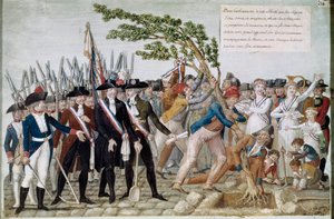 Zasazení stromu svobody. Rytina bratří Lesueurů (18. století). Paříž, Musee Carnavalet. od Lesueur Brothers