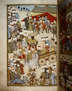 OTTOMANSKÁ ŘÍŠE: Bazar v Istanbulu, cca 1720 (miniatura) od Levni Levni