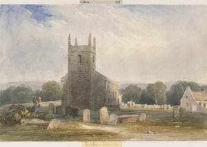 Chaldon Church: malba akvarelem a [c 1830-1840] od Lewis John Wood