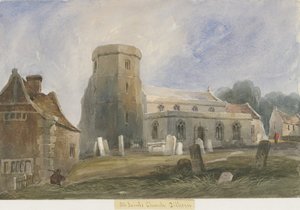 Dilhorne Church: malba akvarelem a [c 1830-1840] (malba) od Lewis John Wood