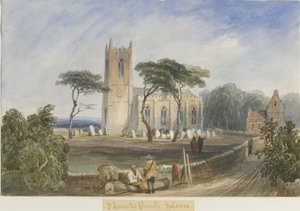 Ipstones Church: malba akvarelem a [c 1830-1840] od Lewis John Wood