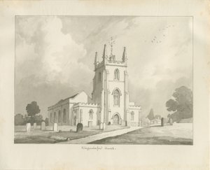 Kingswinford Church: sépiová kresba, 1837 od Lewis John Wood