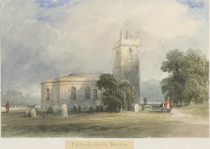 Rocester Church: malba akvarelem a [c 1830-1840] od Lewis John Wood