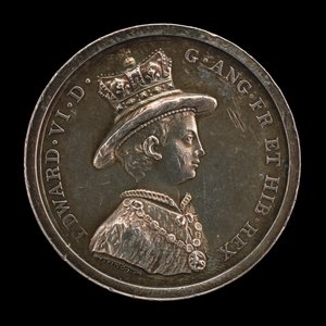 Edward VI, 1537-1553, anglický král 1547 Medaile pro školu Kristovy nemocnice, založena 1552 od Lewis Pingo