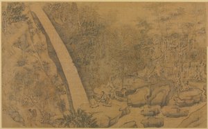 Obydlí v Longmian Sleeping Dragon Mountains, 1100-1200. od Li Gonglin