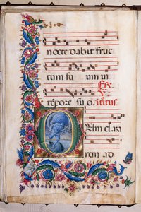 Knihovna Piccolomini: sborová kniha, treska. 20,5, násl. 36v s „Aeolus“, od Liberale da Verona (asi 1445 - 1527/9).