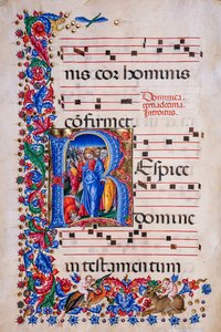 Knihovna Piccolomini: sborová kniha, treska. 24,9, násl. 67v s „Uzdravením malomocného“, od Liberale da Verona (asi 1445 - 1527/9).