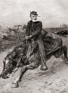 Dispečerský jezdec během americké občanské války, z The Century Magazine, publikoval 1887 (rytina) od Unbekannt Unbekannt