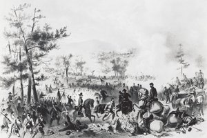 Bitva u Gettysburgu, vítězství unijních sil vedených Georgem Gordonem Meade a porážka generála Roberta Edwarda Lee, 1. až 3. července od Unbekannt Unbekannt