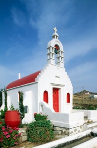 Kostel na ostrově Mykonos, Kykladské ostrovy, Řecko (foto) od Unbekannt Unbekannt