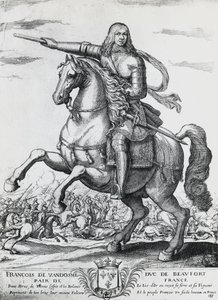 Jezdecký portrét Františka z Bourbon-Vendome (1616-1669), druhého vévody z Beaufortu a francouzského generála, rytina Nicolase de La Fage (1600?-1655) od Unbekannt Unbekannt