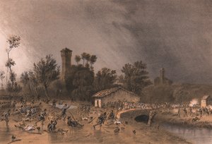 První divize Regina Brigade útočí na most Montreoli, Palestro, Lombardie od Unbekannt Unbekannt