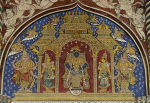 Freska zobrazující Višnua, palác Thanjavur Maratha, Tamil Nadu, Indie od Unbekannt Unbekannt