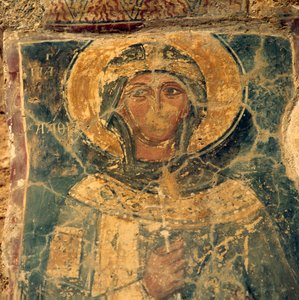 Freska svatého, ruiny v Alikianos, Kréta, Řecko (foto) od Unbekannt Unbekannt