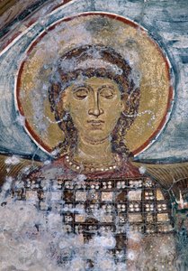 Freska se svatým v byzantském kostele Agios Georgios, Vathi, Kréta, Řecko (foto) od Unbekannt Unbekannt