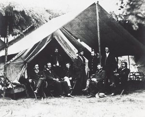 Generál Ulysses Grant a jeho zaměstnanci v City Point, léto 1864, Americká občanská válka, USA od Unbekannt Unbekannt