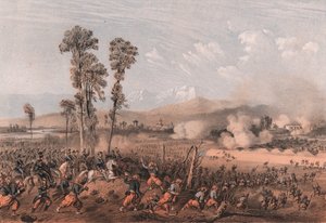 Král Vittorio Emanuele II vedl vojáky během bitvy u Palestra v Lombardii od Unbekannt Unbekannt