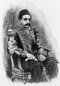 Portrét Abdula Hamida II (1842-1918), 34. sultána Osmanské říše v letech 1876 až 1909, rytina za fotografií od Unbekannt Unbekannt