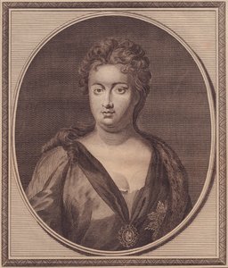 Portrét Anny Stuartové, královny Velké Británie (1665-1714), mědirytina od Johna Goldara (1729-1795) z obrazu G Knellera od Unbekannt Unbekannt