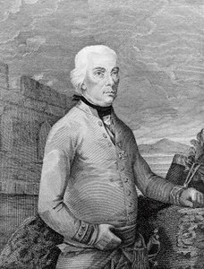 Portrét Michaela Friedricha von Melase (1729-1806), polního maršála narozeného v Transylvánii pro Rakouskou říši během napoleonských válek, rytina od Unbekannt Unbekannt
