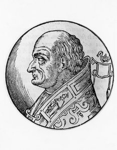 Portrét svatého Lva III. (750-816), 96. papeže katolické církve z roku 796, rytina od Unbekannt Unbekannt