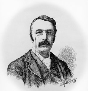 Portrét sira Charlese Villierse Stanforda (1852-1924), irského skladatele a dirigenta, rytina podle kresby Dorofield Hardy (1853-1937) od Unbekannt Unbekannt