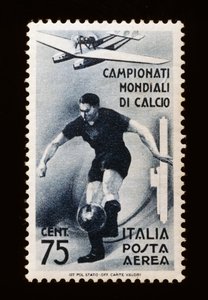 Poštovní známka pro mistrovství světa ve fotbale 1934, letecká známka 75 centů, Itálie, 20. století od Unbekannt Unbekannt