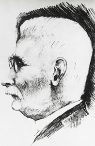 Profilový portrét Henri Louis Le Chatelier (1850-1936), francouzský chemik a metalurg, rytina od Unbekannt Unbekannt