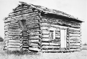 Srub, ve kterém se narodil Abraham Lincoln (černobílá fotografie) od Unbekannt Unbekannt