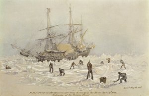 Příhody na obchodní cestě: HMS Terror, jak se objevila po vyvržení ledem v zamrzlém průlivu, 27. září 1836 od Lieutenant Smyth