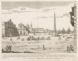 Piazza del Popolo z "Výhledu na dominanty města Říma" od Lievin Cruyl