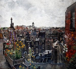 City of London Skies and Flowers (Roofs of High Holborn) 30. léta (olej na plátně) od Lily Delissa Joseph